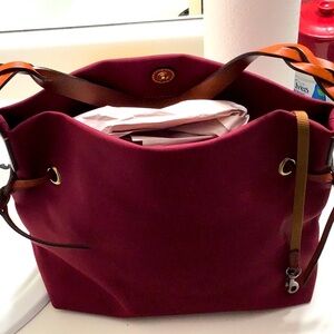 Dooney& Bourke Canvas Bag, Leather Trim